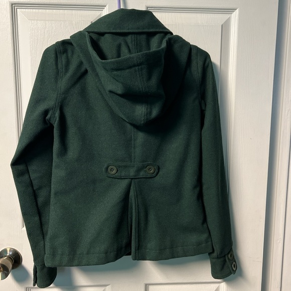 O’Neill double breasted peacoat jacket sweater green hoodie button up front down - Picture 2 of 5
